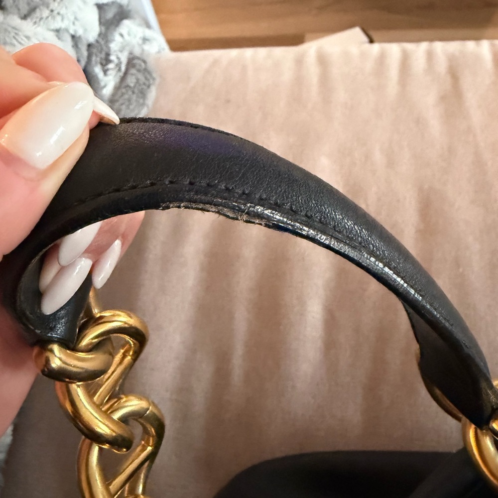 Prada Black Leather Shoulder Bag with Gold Chain - Picture 11 of 11